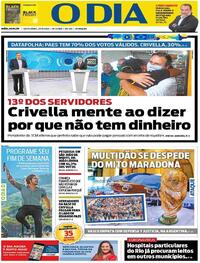 Capa do jornal O Dia 27/11/2020