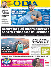 Capa do jornal O Dia 29/01/2020
