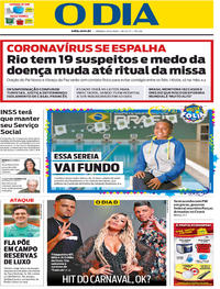 Capa do jornal O Dia 29/02/2020