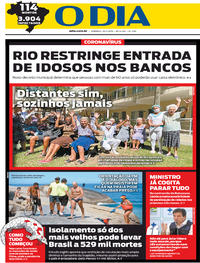 Capa do jornal O Dia 29/03/2020