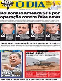 Capa do jornal O Dia 29/05/2020