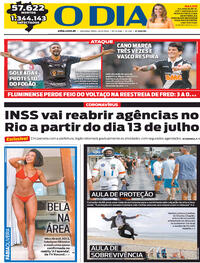 Capa do jornal O Dia 29/06/2020