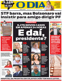 Capa do jornal O Dia 30/04/2020