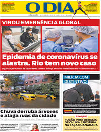 Capa do jornal O Dia 31/01/2020