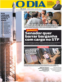 Capa do jornal O Dia 31/05/2020