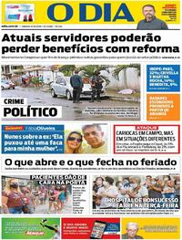 Capa do jornal O Dia 31/10/2020