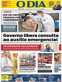 Capa do jornal O Dia 01/04/2021