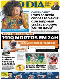 Capa do jornal O Dia 04/03/2021