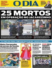 Capa do jornal O Dia 07/05/2021