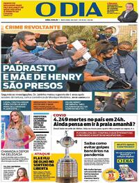 Capa do jornal O Dia 09/04/2021
