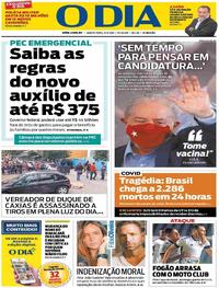 Capa do jornal O Dia 11/03/2021