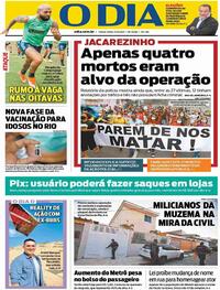 Capa do jornal O Dia 11/05/2021