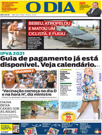 Capa do jornal O Dia 12/01/2021