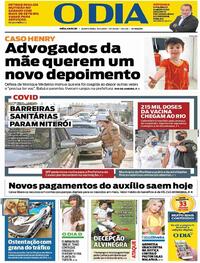 Capa do jornal O Dia 15/04/2021