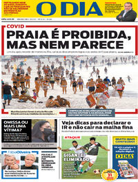 Capa do jornal O Dia 19/04/2021