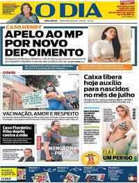 Capa do jornal O Dia 20/04/2021