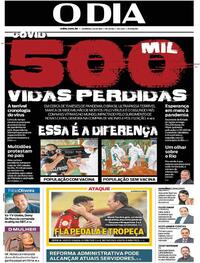 Capa do jornal O Dia 20/06/2021