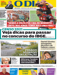 Capa do jornal O Dia 22/02/2021