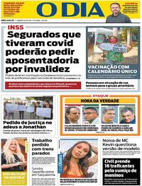 Capa do jornal O Dia 22/05/2021
