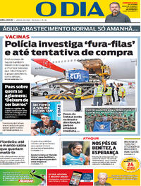 Capa do jornal O Dia 23/01/2021