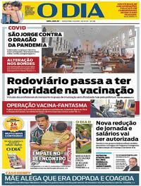 Capa do jornal O Dia 23/04/2021