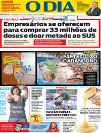 Capa do jornal O Dia 27/01/2021