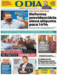 Capa do jornal O Dia 27/02/2021