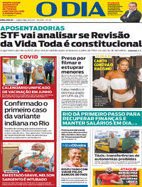 Capa do jornal O Dia 27/05/2021