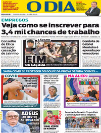 Capa do jornal O Dia 29/06/2021
