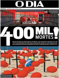 Capa do jornal O Dia 30/04/2021