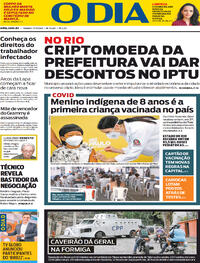 Capa do jornal O Dia 15/01/2022