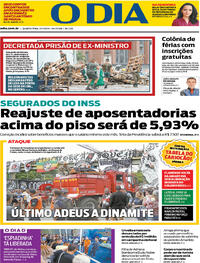 Capa do jornal O Dia 11/01/2023