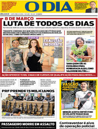 Capa do jornal O Dia 08/03/2024