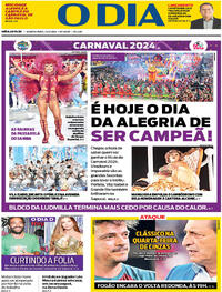 Capa do jornal O Dia 14/02/2024