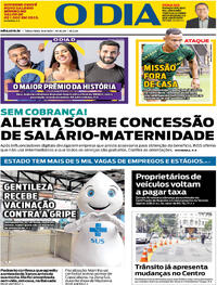 Capa do jornal O Dia 16/04/2024