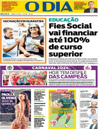 Capa do jornal O Dia 17/02/2024