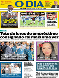 Capa do jornal O Dia 25/04/2024