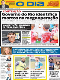 Capa do jornal O Dia 01/11/2025