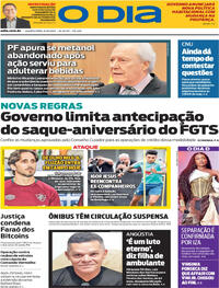 Capa do jornal O Dia 08/10/2025