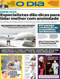 Capa do jornal O Dia 08/11/2025