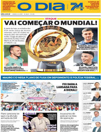 Capa do jornal O Dia 14/06/2025