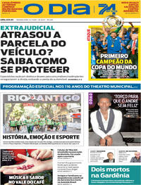 Capa do jornal O Dia 14/07/2025