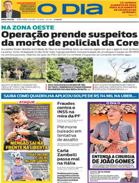 Capa do jornal O Dia 14/08/2025