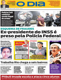 Capa do jornal O Dia 14/11/2025