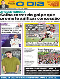 Capa do jornal O Dia 15/12/2025