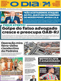 Capa do jornal O Dia 18/07/2025