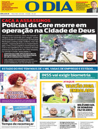 Capa do jornal O Dia 20/05/2025