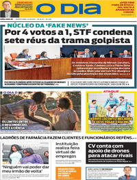 Capa do jornal O Dia 22/10/2025