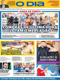 Capa do jornal O Dia 23/12/2025