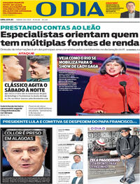 Capa do jornal O Dia 26/04/2025
